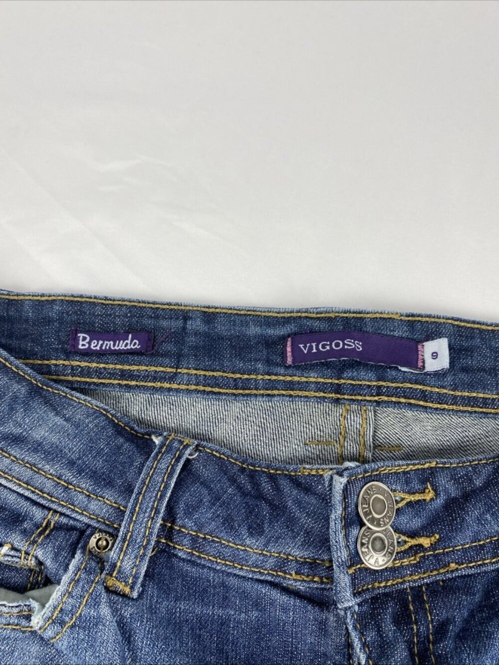 Vigoss Bermuda 7 Pocket Stretch Denim Jean Shorts Lowrise Jrs / Womens Size 9 - Picture 5 of 8